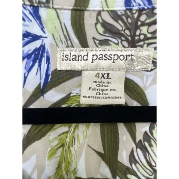 Island Passport Hawaiian Camp Shirt 4XL Rayon Tribal Aloha Floral Island Men - Picture 2 of 9